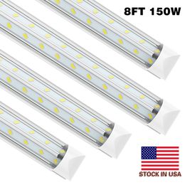 150W SMD5730 V-Shaped 2ft 3ft 4ft 5ft 6ft 8ft Cooler Door Led Tubes T8 Integrated Led Tube Double Sides Led Lights fixture Stock In USA