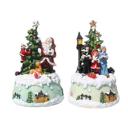 Christmas House Colourful Light Luminescent Cake Village Santa Claus Tree Home Decor Music Ornaments Kids Gifts 211019