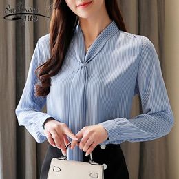 Bouse Women Spring Chiffon Striped Shirts Tops and Blouses Female Clothes Blusas Mujer De Moda Full 8286 50 210427