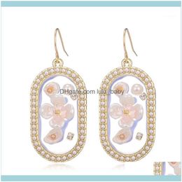 Dangle Jewelrydangle & Chandelier Trendy Floral Pearl Tassel Earrings Elegant Female Big Brincos Sweet Zircon Insert Long Hanger Original We