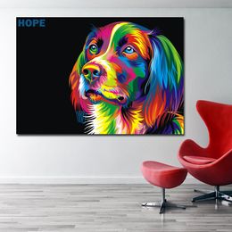 Art Poster Print Colourful Dog Hope Animal Paintings Canvas Wall Art For Living Room Decorative Pictures Unframed