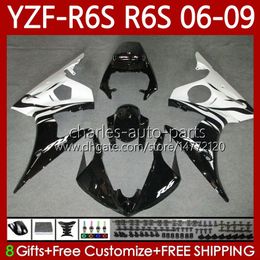 White black Motorcycle Bodywork For YAMAHA YZF600 YZF R6 S 600 CC YZF-R6S 06 07 08 09 Bodys 96No.100 YZF R6S 600CC YZFR6S 2006 2007 2008 2009 YZF-600 06-09 OEM Fairing Kit