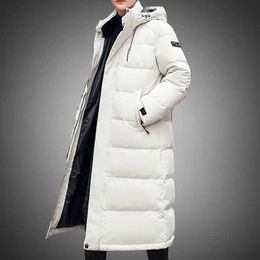 Men Down Jacket Long Parka Coat 80% White Duck Down Coat Men Winter Outwear White Jacket Hooded Overcoat Mens Fashion 210927