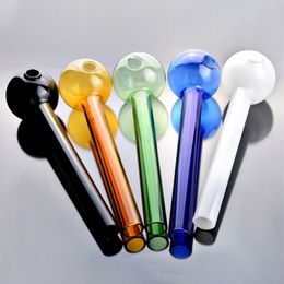 Thick Pyrex Portable Glass Burner Pipe Smoking Tubes 3.9 inch Colourful Glass Oil Nail Burning Jumbo Pipes Pink Blue Green Clear Tobacco Hookah Shisha Tools