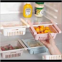 Kitchen Organizer Adjustable Refrigerator Storage Rack Fridge Zer Shelf Holder Pullout Der Organiser Space Saver Hooks Rails Vfhsh 7Yswl