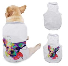 Sublimation Blank Dog Apparel Pets DIY T Shirt 3 Sizes Sleeveless Dogs Puppy Vest Clothes Supplies YL540