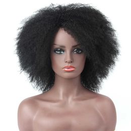 Women's Wigs Head ffy Men's and Explosive Short Curly Hair Black Dark Light Brown