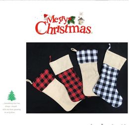 5 Styles Sublimation Plaid Stocking Christmas Socks Santa Claus Apple Bag Festival Party Supplies Blank DIY Gifts for Friends