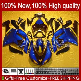 Bodywork For KAWASAKI NINJA ZX-600 ZX 6R 600 CC 600CC 6 R 07-08 Body 10No.124 ZX-6R ZX600C ZX636 2007 2008 ZX 636 ZX600 ZX-636 ZX6R 07 08 Motorcycle Fairing Kit stock blue blk