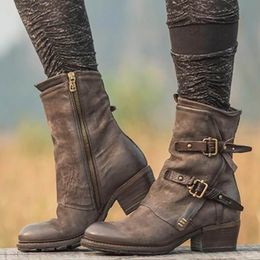 Leather Men Boots Retro Zipper Side Buckle Shoes Brithsh Boot for Women Super Zapatos Hombre Size EUR A