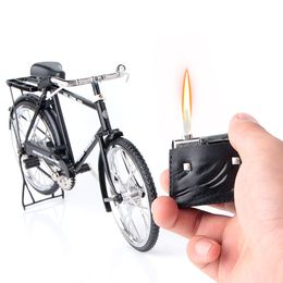 Vintage Men's and Women's Bicycle Leather Bags Creative Desktop Bicycles Open Flames Realistic 3D Models Lighters Can Be Used As Ornaments