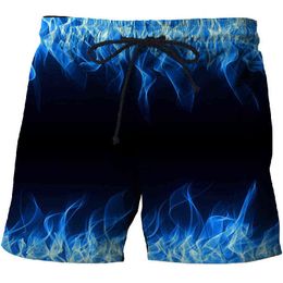 New Lce Hot Dragon 3D swimming trunks Men Summer Fashion Beach Pants Casual Men Women Swimwear Blue Flame Print Surf Shorts Male G1209