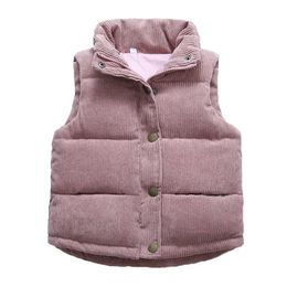 Autumn Boys Girls High-Quality Corduroy Vest Winter Warm Thicken Waistcoat Outerwear Children Jackets Teens Kids Cotton Clothing 211203