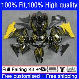 OEM Body Kit For SUZUKI GSXR 1000CC 1000 CC K7 2007 2008 Bodywork Yellow flames 27No.82 GSXR1000 GSX-R1000 GSXR1000CC 2007-2008 GSXR-1000 07 08 Injection Mould Fairing