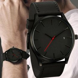 Wristwatches 2021 Casual Women Large Dial Leather Band Simple Watches Gift Men Calendar Quartz Watch