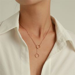 Simple Round Circle Pendant Choker Necklace Women Girl Vintage Temperament Clavicle Thin Chain Neck Jewelry Accessories