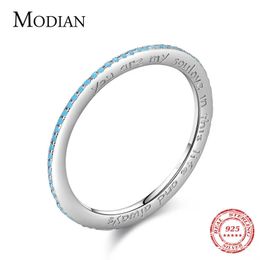 925 Sterling Silver Fashion Engrave Letters Romantic Stackable Finger Rings For Women Fine Jewelry Gifts 210707