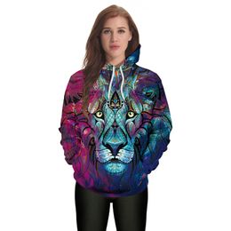 New Autumn and winter Hoodie Mens Hoodies High Quality Print Men Women Animation Red blue cool lion Sweatshirt Long Sleeve B101-139