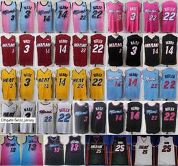 Basketball Tyler Herro Jersey 14 Men Dwyane Wade 3 Bam Adebayo 13 Jimmy Butler 22 Kendrick Nunn 25 Stitching For Sport Fans