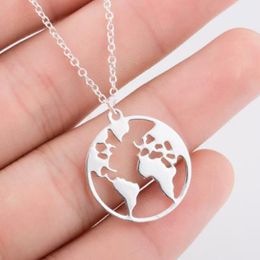 Wholesale Vintage World Map Necklace Women Geometric Round Circle Necklaces & Pendants Choker Jewellery