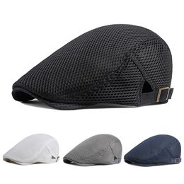 Mens Hats Breathable Mesh Newsboy Caps Summer Outdoor Casual Hats Unisex Golf Hat Fashion Solid Flat Cap For Women Beret Cap