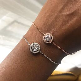 Round Micro Mosaic CZ Crystal Rose Gold Color Bracelet Fashion Austrian Crystal Jewelry For Women HotSale H165