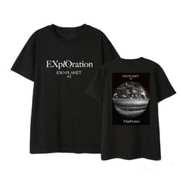 Kpop exo planet 5 exploration concert same earth printing t shirt summer style unisex black/white o neck short sleeve t-shirt 210401