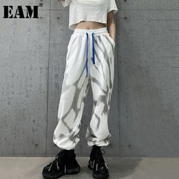 [EAM] Tie Dye Drawstring High Elastic Waist Trousers Loose Fit Full Length Pants Women Fashion Spring Autumn 1DD7229 21512