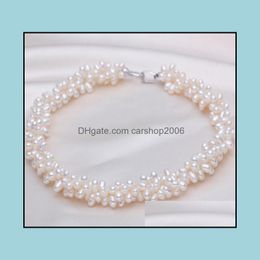 Beaded Necklaces & Pendants Jewellery 4-5Mm White Small Rice Beads South Sea Natural Pearl Necklace 17 Inch S925 Sier Aessories Drop Delivery