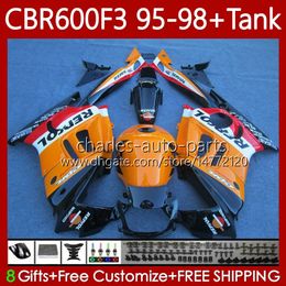 Fairings +Tank For HONDA CBR 600 600F3 CBR600 F3 FS CC 1997 1998 1995 1996 Body 64No.117 CBR600F3 600CC 600FS 95-98 CBR600-F3 CBR600FS 97 98 95 96 Bodywork Kit Repsol orange