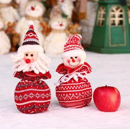 2021 HW425 Cheerleading Christmas Items Santa Claus Snowman Deer Bear Knitted Apple Bags Christmas Children Candy Gift Bag