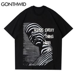 Tshirt Streetwear Creative Stripes Punk Rock Gothic Tees Shirts Casual Hipster Harajuku Hip Hop Loose Men T-Shirts Tops 210602