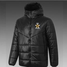 21-22 Cambridge United FC Men's Down hoodie jacket winter leisure sport coat full zipper sports Outdoor Warm Sweatshirt LOGO Custom