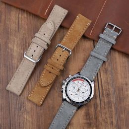 Uhren Bands Vintage Wildlederband 18mm 20mm 22mm 24mm Handmade Leder Armband Ersatz Tan Grau Beige Farbe Für Männer Frauen Uhren