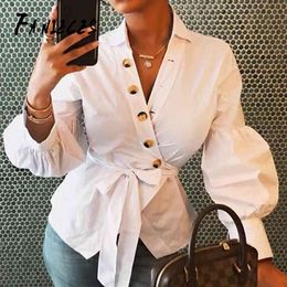 Lady Belted Striped deep V Neck Shirt Pullovers Top blouses woman ins Fashion Streetwear Autumn Minimalist Elegant Blouse 210520