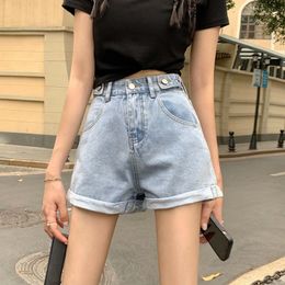 SML women's loose denim short high waist female casual summer ladies Adjustable wasit shorts jeans for womens (F8075) 210508