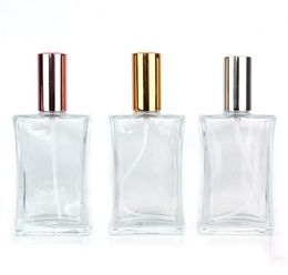 2021 50ml square perfume bottle empty bottle clear glass spray bottle wholesale