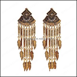 Dangle & Chandelier Earrings Jewelry Sier Color Long Leaf Jhumka For Women Geometric Indian Gold Tassel Dangling Turkey Drop Delivery 2021 I