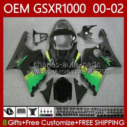 OEM Body kit For SUZUKI GSXR 1000 CC GSXR-1000 01-02 Bodywork 62No.20 GSXR1000 K2 1000CC 2001 2002 2002 GSX-R1000 GSX R1000 00 01 02 Injection Mould Fairings black glossy