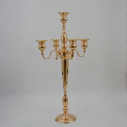 Decoration banquet occassion tall floor standing candelabra wedding centerpieces with candle bowl stand candlestick holders gold metal taper candle holder