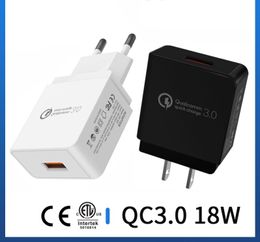 QC3.0 CE ETL Certified 9V 2A Fast Charger USB Power Adapter EU US Plug Wall Charging for moblie phone