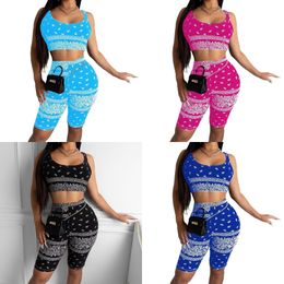 CM.YAYA women summer bandana sleeveless mini tank tops knee length jogger pants suit sport two piece set matching set outfits X0428