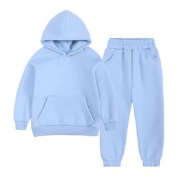 8-13T Boys Clothing Set Winter Thicken Hoodie Tops Sweatpants 2Pcs Tracksuits for Teenages Children Girls Clothes Kids Outfits