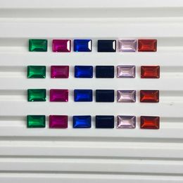 Meisidian 5A Quality 6 Colour 6X4mm Green Red Blue Rainbow Lab Sapphire Baguette Loose Gemstone H1015