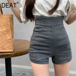 {DEAT} Women Wide Leg Black All-match Sexy Shorts High Waist Loose Fit Trousers Fashion Tide Spring Summer GX63 210421