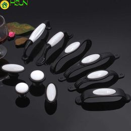 2 pcs Ceramic handle cupboard white drawer simple black and European wardrobe single hole
