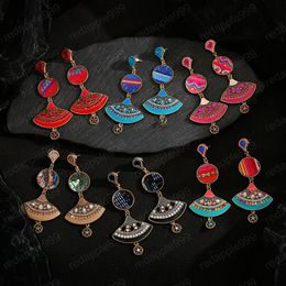 Retro Fabric Indian Ladies Dangle Earrings Bohemian Handmade Gold Alloy Earring Fashion Jewellery