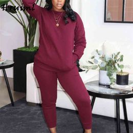 Women Sets Two-piece Suit Casual Lounge Wear Solid Autumn 2 Piece Womens Outfits Sweat Suits Conjuntos De Mujer 210513