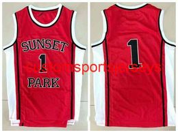 Stitched Movie Sunset Park #1 High School Basketball Jersey Red Embroidery Size XS-6XL Custom Any Name Number Basketball Jerseys