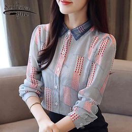 Striped Shirt Women Blouse Fashion s Tops And Long Sleeve Chiffon Clothes 1582 50 210508